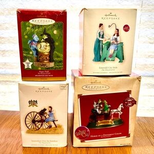 Lot Of 4 Hallmark Wizard Of Oz Orn.  Horse Somewhere Rainbow Poppy Emerald City